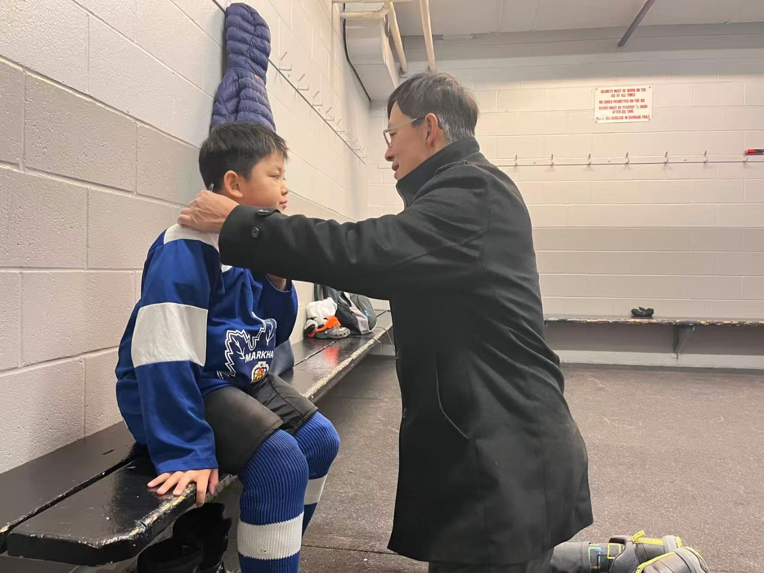Helping with hockey skates